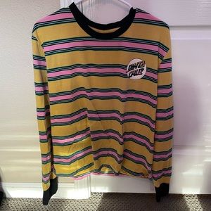 Yellow striped santa cruz long sleeve tee medium